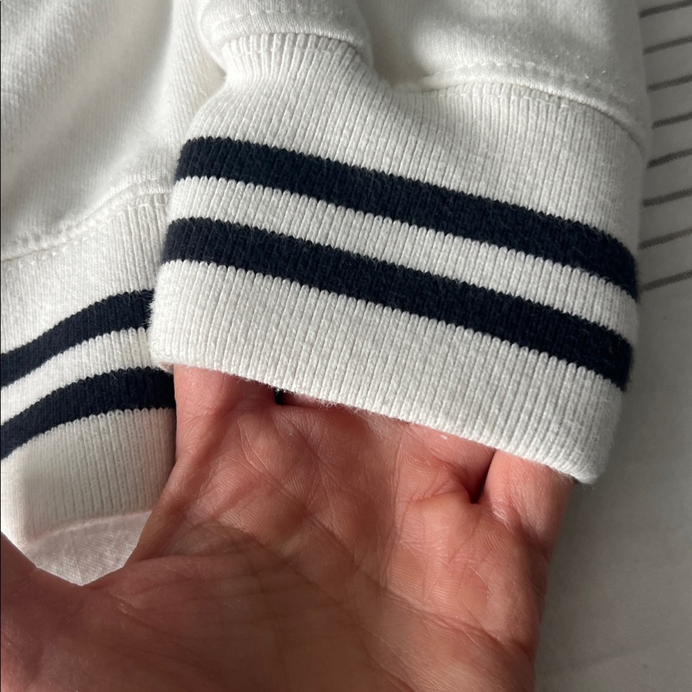 Brandy Melville off white and navy partial Zip-Up Sweatshirt - Picture 2 of 6